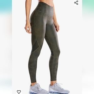 CRZ Yoga faux leather mesh workout leggings (lot) 4 pairs